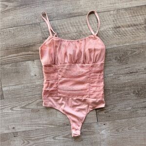Blush Pink polka dot Mesh Bodysuit